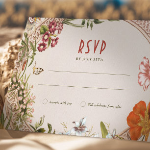 Wildblumen RSVP Hochzeits-Einlage Vintage Einladung