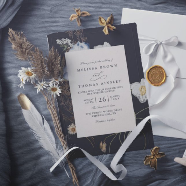 Wildblumen Rustikal Boho Elegant QR-Code Hochzeit Einladung (Von Creator hochgeladen)