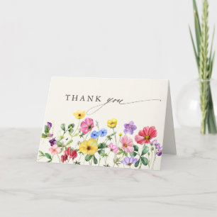 Wildblumen-Rustikal-Chic-Floral-Boho-Brautjunggese Dankeskarte