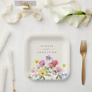 Wildblumen-Rustikal-Chic-Floral-Boho-Landhochzeit Pappteller