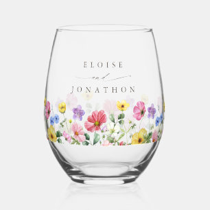 Wildblumen-Rustikal-Chic-Floral-Boho-Landhochzeit Weinglas Ohne Stiel