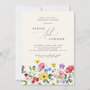 Wildblumen-Rustikale-Floral-Boho-Probeessen-Einlad Einladung