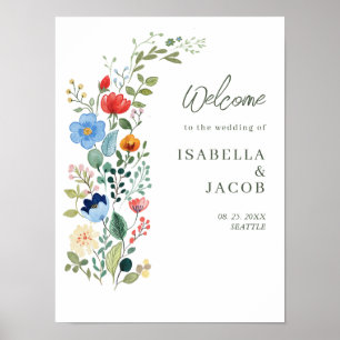 Wildblumen Rustikale Gartenhochzeit Willkommen Poster