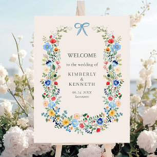 Wildblumen Rustikaler Garten Hochzeit Willkommen Poster