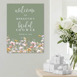 Wildblumen-Sage-Grün-Brautparty Poster