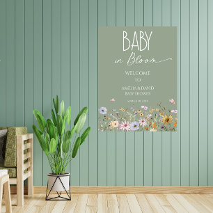 Wildblumen-Salbei-Grün-Grüßeschild Poster