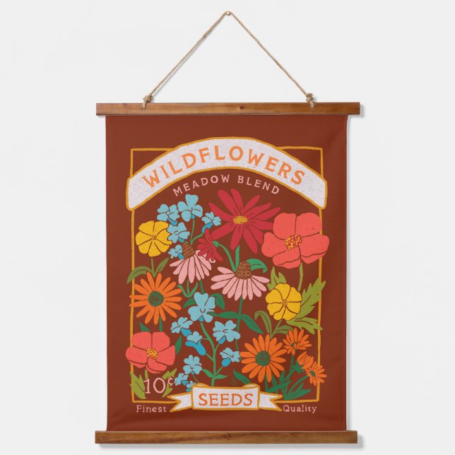 Wildblumen Samenverpackung Wandteppich Mit Holzrahmen (Vorderseite)