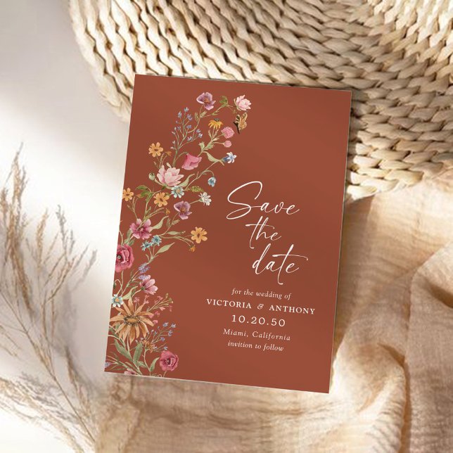 Wildblumen Save the Date mit Fotokarte (Von Creator hochgeladen)