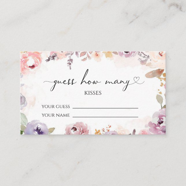 Wildblumen schätzen, wie viele Küsse Bridgame Begleitkarte (Vorderseite)