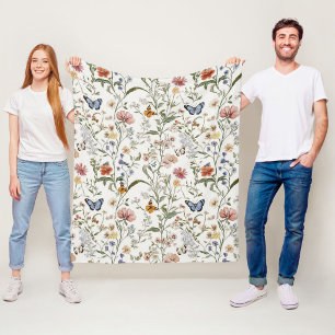 Wildblumen-Schmetterling-Blumengarten Fleecedecke