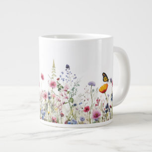 Wildblumen-Schmetterling-Botanischer-Garten-Blumen Jumbo-Tasse
