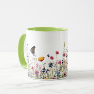 Wildblumen-Schmetterling-Botanischer-Garten-Blumen Tasse
