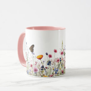 Wildblumen-Schmetterling-Botanischer-Garten-Blumen Tasse