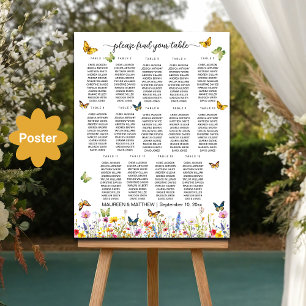 Wildblumen Schmetterlinge 14 Tische Hochzeit Poster