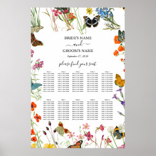 Wildblumen Schmetterlinge Hochzeitskarte Poster