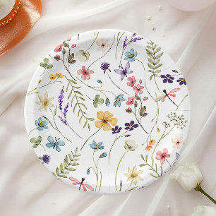 Wildblumen-Schmetterlingsgarten-Baby-Party Pappteller