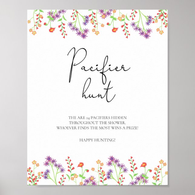 Wildblumen Schnuller Jagen Kinderduschenspiel Poster (Vorne)