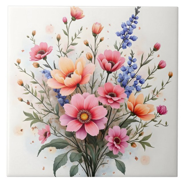 Wildblumen Schöne Moderne Luxus-Kollektion Fliese (Vorderseite)
