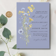 Wildblumen-Schrift Blaue Hochzeits-Einladung
