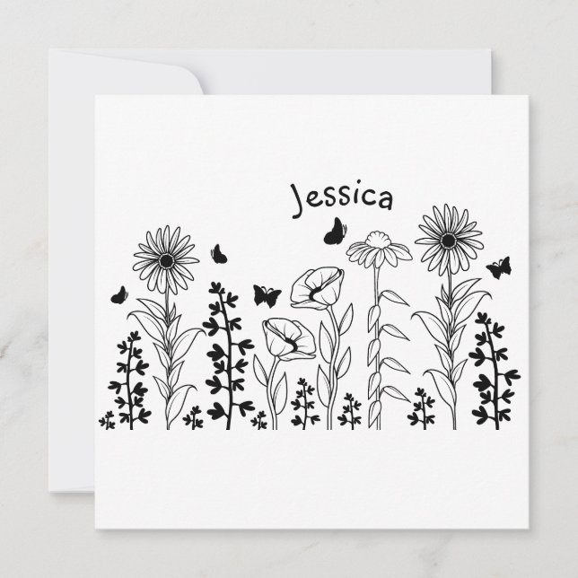 Wildblumen Schwarz/Weiß (Vorderseite)