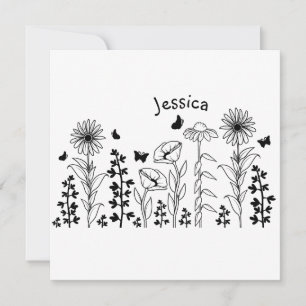 Wildblumen Schwarz/Weiß