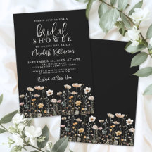 Wildblumen Schwarze Elegante Hochzeitsdusche