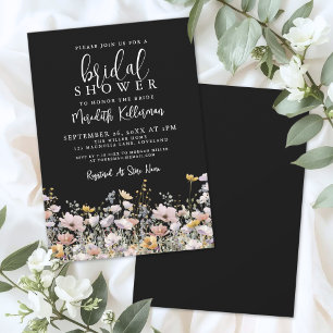 Wildblumen Schwarze Florale Brautparty Einladung