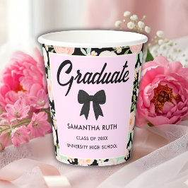 Wildblumen Schwarze Gingham-Schleife Abschlussfeie Pappbecher
