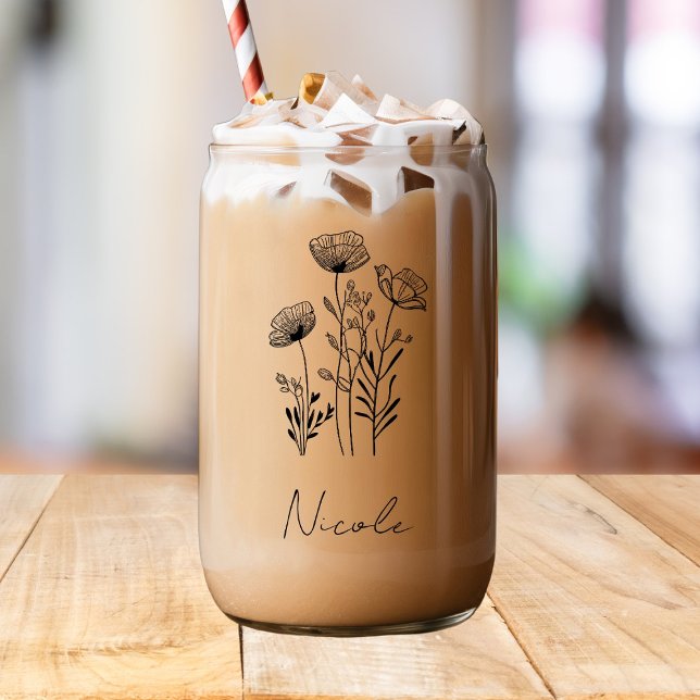 Wildblumen Schwarzer handzeichnend individuelle Na Dosenglas (Von Creator hochgeladen)