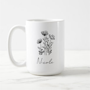 Wildblumen Schwarzer handzeichnend individuelle Na Kaffeetasse