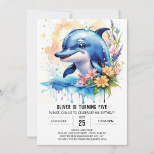Wildblumen Sea Dolphin Einladung zum Geburtstag