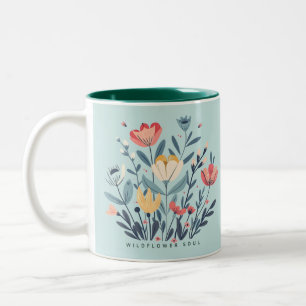 Wildblumen-Seele Boho-Blumen Botanik-Kaffeetasse Zweifarbige Tasse