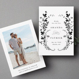 Wildblumen Silhouette Hochzeit Foto Schwarz & Weiß Save The Date