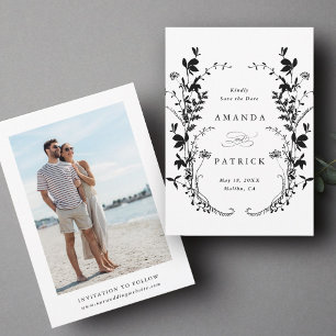 Wildblumen Silhouette Hochzeit Foto Schwarz & Weiß Save The Date