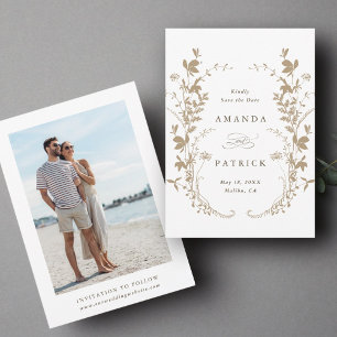 Wildblumen Silhouette Wreath Wedding Foto Tan Save The Date