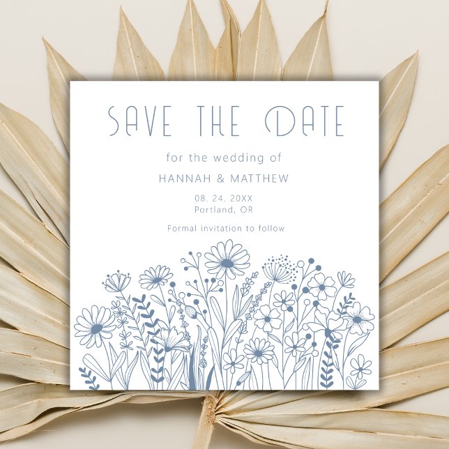 Wildblumen Simple Boho Dusty Blue Wedding Save The Date (Von Creator hochgeladen)