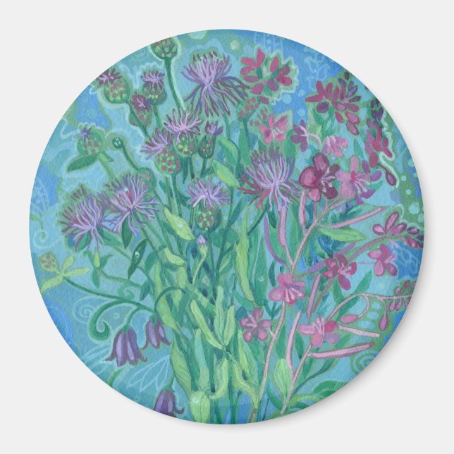 Wildblumen Sommer Blume Bouquet Blumenbemalung Magnet (Vorne)