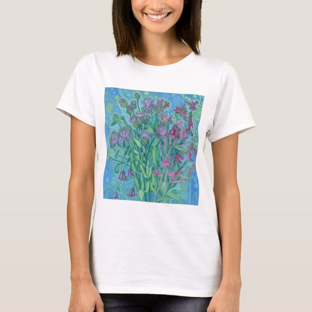 Wildblumen Sommer Blume Bouquet Blumenbemalung T-Shirt (Vorderseite)