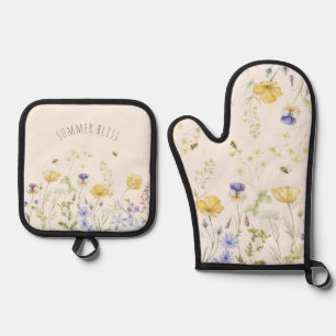 Wildblumen, Sommerblicke Ofenhandschuh & Topflappen-Set