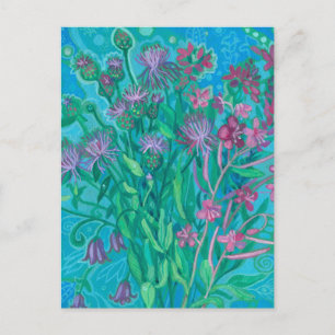 Wildblumen Sommerblumenstrauß Florale Malerei Postkarte