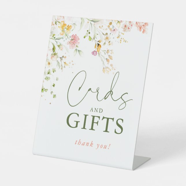 Wildblumen SommerWiesenkarte und Geschenkzeichen Sockelschild (Vorderseite)