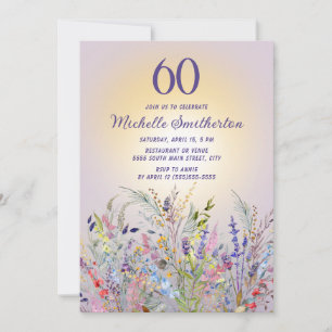 Wildblumen Sonne Lila 60. Geburtstag Frau Einladung