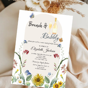 Wildblumen-Sonnenblumen-Schmetterlinge Brunch & Se Einladung