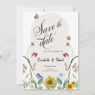 Wildblumen-Sonnenblumen-Schmetterlinge Termin merk Save The Date