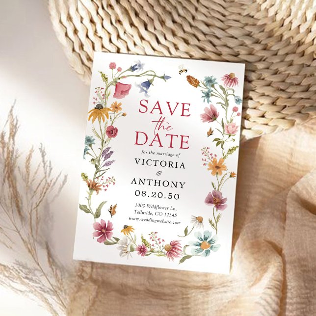 Wildblumen speichern die Datumskarten Save The Date (Von Creator hochgeladen)