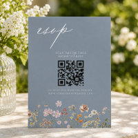 Wildblumen-Staubblau-QR-Code-Hochzeits-RSVP