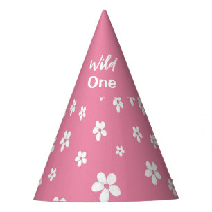Wildblumen-Staubrosa-Süße-Baby-Mädchen-Geburtstag Partyhütchen
