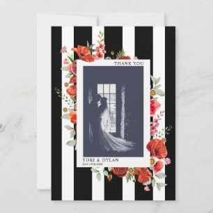 Wildblumen Stripe Wedding Foto Danke Karte