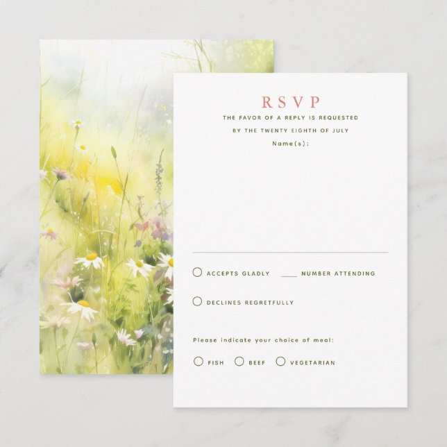 Wildblumen Summer Wedding RSVP Cards (Vorne/Hinten)