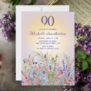 Wildblumen Sun Lila Women's 90. Geburtstag Einladung